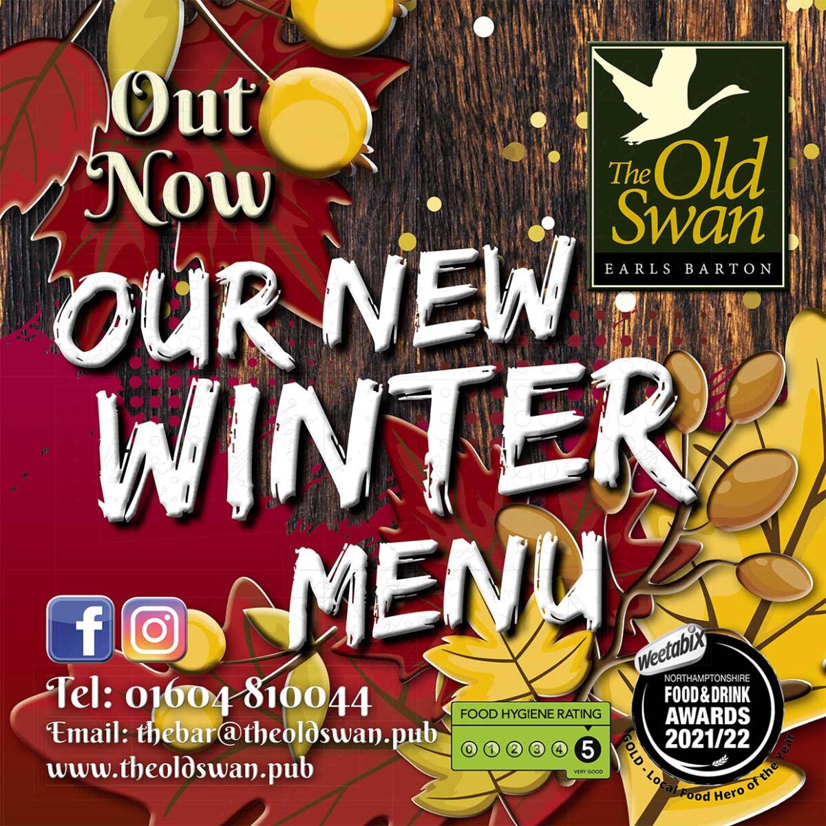 Winter menu SM square The Old Swan Pub Earls Barton